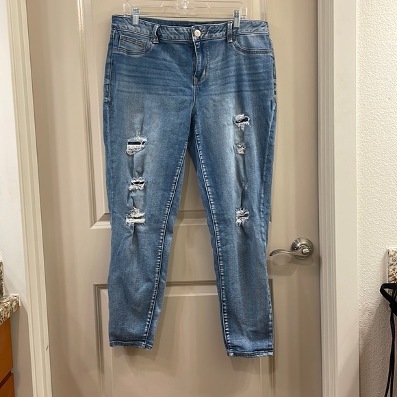 Maurices Denim - Maurices Patched Ripped Skinny Jeans Size XL Reg
